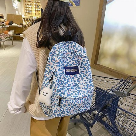 1 stk. Barneryggesekk, Skolesekk Rosa Leopard Stor Kapasitet Studenter Bokveske Ryggsekk Skolesekk for Gutter Jenter Voksne Tenåringer