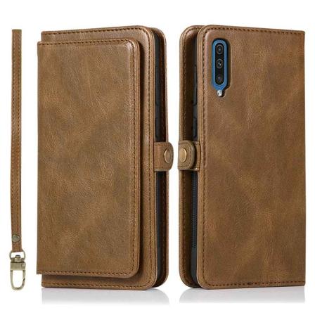 Samsung Galaxy A50 - Stilsäkert Dubbelfunktions Plånboksfodral Brun