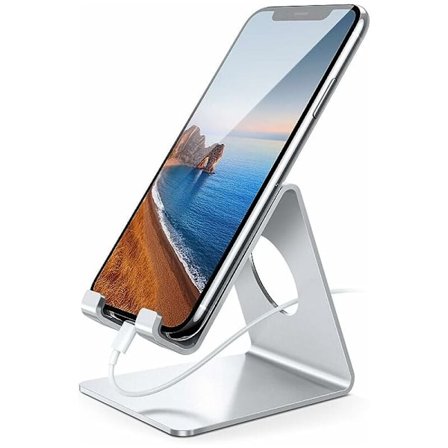 Mobiltelefonhållare, mobiltelefonhållare - mobiltelefonhållare, skrivbord, smartphone - silver