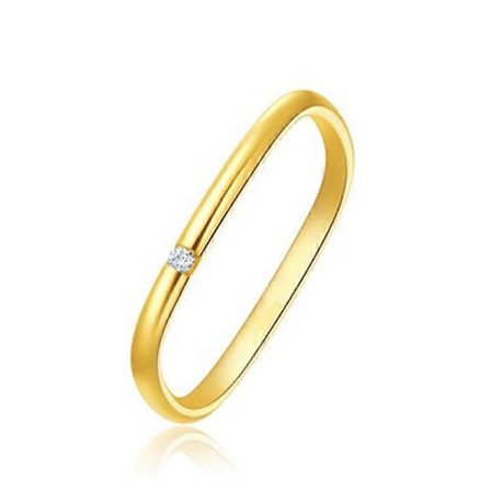Ring, Dam Guldpläterad Fyrkantig Rund Enkel Ring med Enkel Diamant Minimalistisk Pekfinger