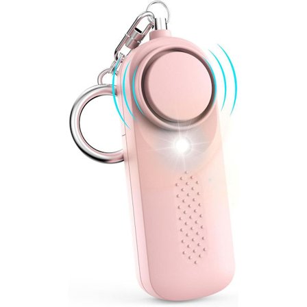 ING Alarm, Personlig Lommealarm, Multifunksjonell Alarm, 130dB Nødalarmlyd, Personlig Sikkerhetsalarm Nøkkelring med LED-lys (Rosa)