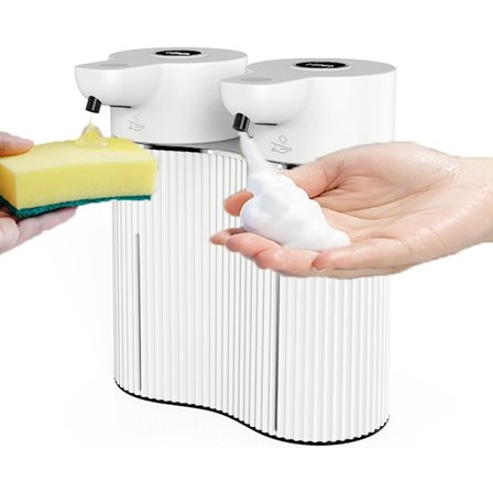 Automatisk flytende såpedispenser berøringsfri dobbel berøring 4 nivåer justerbar smart såpedispenser for baderom kjøkken kontor hotell oppvask