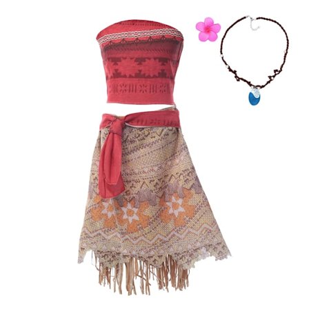 Moana Kjoler Piger Børnetøj Cosplay Vaiana Prinsessekjole Halskæde Paryk Børn Karneval Fest Sommer Disney Kostume Sæt Moana Sæt 01