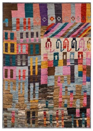 Hand Knotted Berber Colourful Rug 116X169 Brown/Black