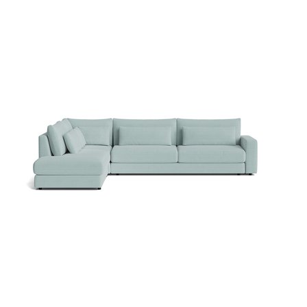 Sevilla Ecksofa, links, Lincoln Pastel Blau, Cord-Optik, modernes Design, bequeme Nozag-Federung, PU-Schaum Polsterung, 85cm Höhe, L-Form Sofa