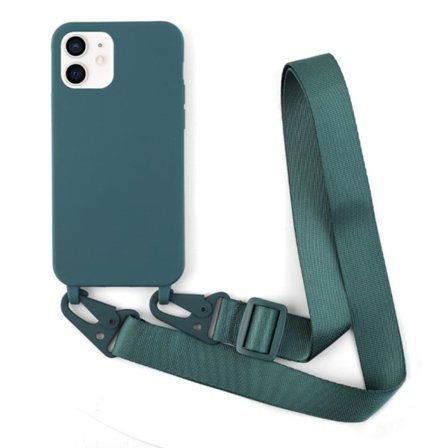 Tyndt TPU etui med mat finish og justerbar strop til Dark Green - Dark Green