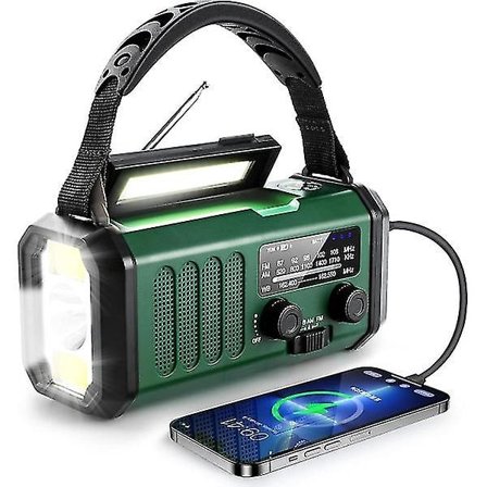 Nödvevsradio, 10000mAh batteri - NOAA/AM/FM väderradio - LED-ficklampa och läslampa - SOS-larm WELLNGS