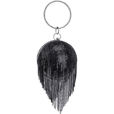 Kvinners Rund Ball Krystall Kvelds Clutch Veske Tassel Bryllup Del