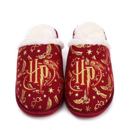 Harry Potter Girls Broderade Tofflor 3 Uk Röd/gyllene Gul
