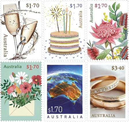 Australien - Lykønskninger - Postfrisk sæt 6v