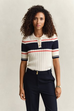 GANT Damen Kurzarm-Rugger aus Baumwolle (XXL) Weiß