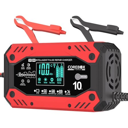 2025 Senaste Modell Batteriladdare 10-Amp 12V/24V Smart Underhållsladdare för Bil - Batteri Underhållsladdare, och Fordonsbatteri