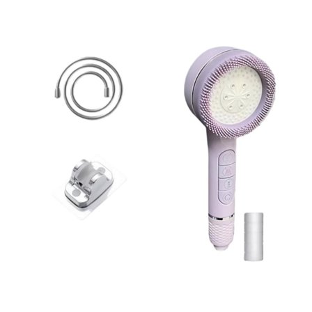 5-tilainen paineboostattu suodatin-käsisuihkusetti ilman porausta kiinnikkeellä ja 1.5m PVC-letkulla Purple