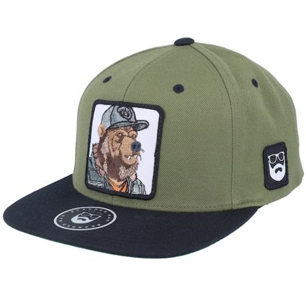 Bearded Man - Grün snapback Cap - Bear Cap Man Olive/Black Snapback @ Hatstore