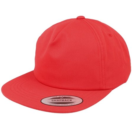 Yupoong - Rot snapback Cap - Unstructured 5-panel Red Snapback @ Hatstore