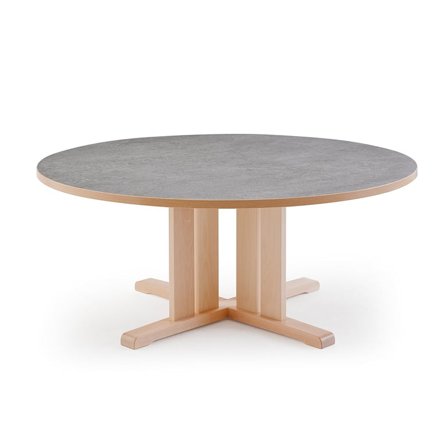Table KUPOL, round, Ø1300x600 mm, grey linoleum, birch