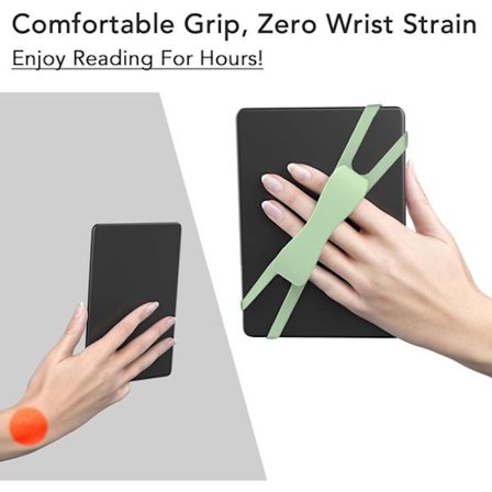 Enhåndslesing reduserer fall og tretthet; egnet for Kindle Paperwhite/Kobo/Oasis/e-lesere/minitavler/telefoner (grønn).