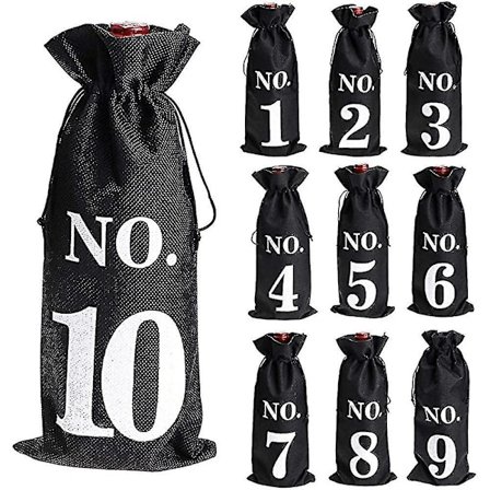 1 til 10 Jutevinposer Blind Smaking Trekkstreng Trekkstreng Lomme Vinflaskehylser