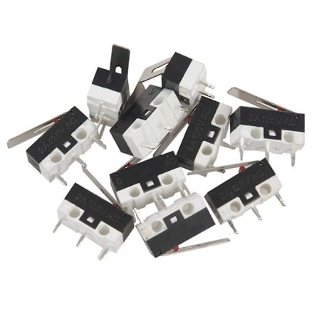 10 stk AC 125V 1A SPDT 1NO 1NC Momentær Lang Hengselspak mikro-type Bryter