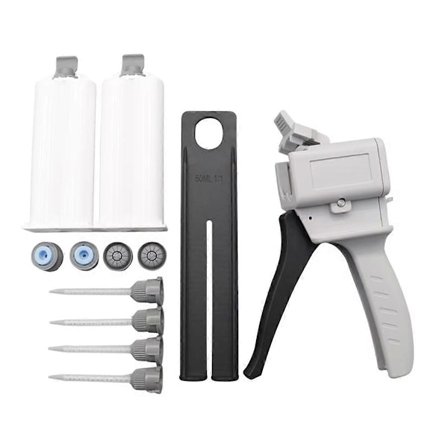50ml Dispenser AB Lim Tokomponentlim Epoksyharpiks med 4 Blandingsnåler 2 Tomme Doble Patroner