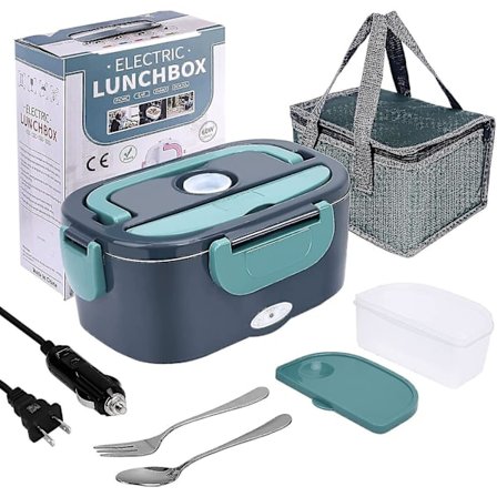 Elektrisk lunchlåda matvärmare, 3 i 1 60w hög effekt bärbar mikrovågsugn för bil och hem - 12v 24v /110v, läckagesäker, 1,5l avtagbar 304 rostfritt 