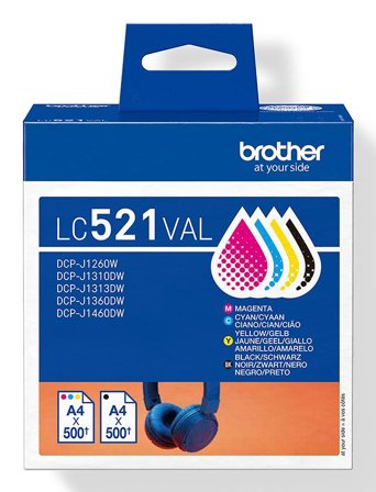 Brother LC521VAL Value pack CMYK, up to 4x500 pages
