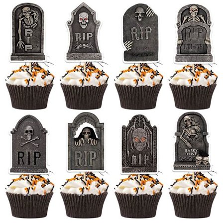 16 Halloween Kage Dekorationer - Gravsten Tema Fest Kage Picks Spøgelses Festival Kage Dekorationer