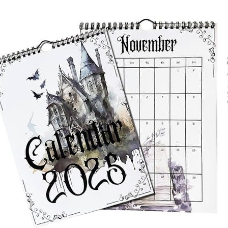 Witchy Goth 2025 Kalender Gotisk Pagan Sider 2025 Månedlig Planlegger A4 Størrelse Gotisk Månedlig Kalender