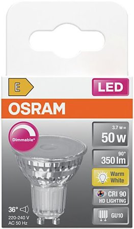 OSRAM Led Spot Gu10 Par16 50 350lm Dimbar Varmhvit