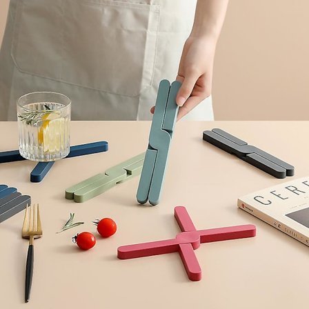 3 st hopfällbar varm kastrull underlägg Värmebeständig kastrullhållare korsformad (röd)