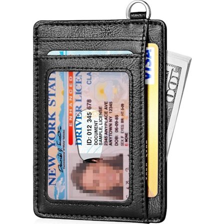 Svart smal minimalistisk plånbok, kreditkortshållare med Anti RFID