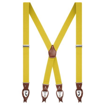Vexel | Wide Golden Yellow Convertible X-back Braces for Men - Clip-on braces & suspenders