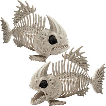 2 stk. 9,5” Halloween Pose Fisk Skelet Dyr Plastikknogler med Bevægelige Led til Halloween Dekorationer Festrekvisitter