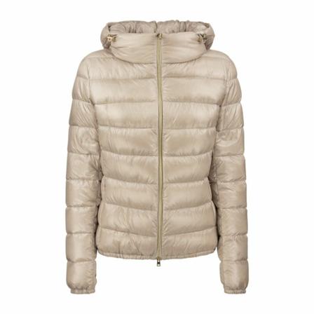 Herno, Hooded Down Jacket Beige, Dames, Maat:XS,Polyamide