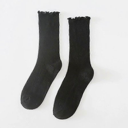 Mellanvad bomuldsstrømper med flæser til kvinder og (sort)