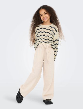 Kids Only Kogdonna Ls O-Neck Stripe Structure Knt - Cream - 122-128