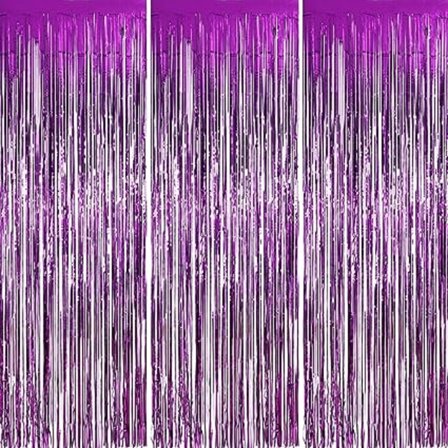 3-osainen metallifolio-oviverho (violetti) folio-reunuksella, käytetään ovien ja ikkunoiden koristeluun syntymäpäivänä, häissä ja