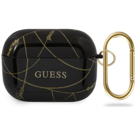 Guess GUACAPTPUCHBK AirPods Pro-deksel svart/svart Gold Chain Collection