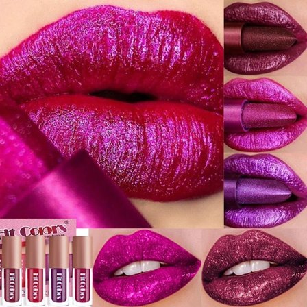 4 kpl/setti timanttihohtoinen vedenpitävä huulipuna