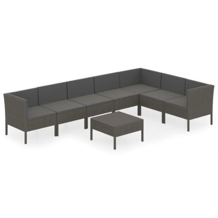 Vidaxl Loungegrupp För Trädgården 8 Delar Med Dynor Konstrotting Grå