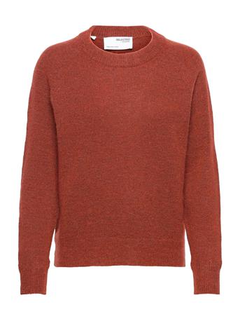 Slflulu Ls Knit O-Neck Brown Selected Femme