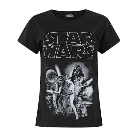 Star Wars T-shirt för flickor med klassiska karaktärer, 5-6 år, svart