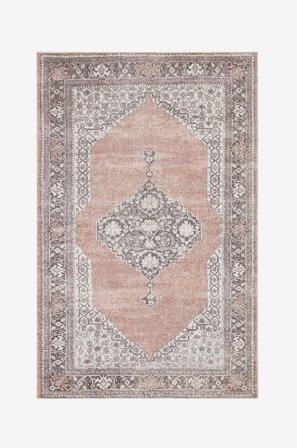 KM Home - Vaskbart tæppe Saveh - Brun - Luv- & ryatæpper - 80X200 - Fra Homeroom