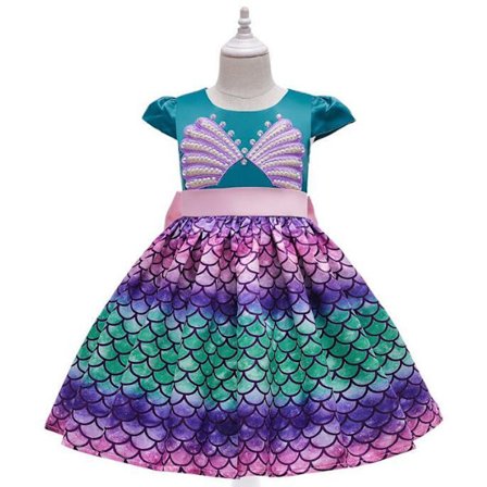 Sjöjungfruklänning för flickor Prinsessan Halloween klä upp