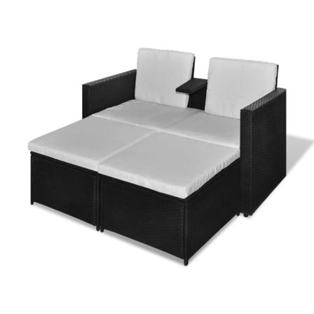 Vidaxl Loungeset För Trädgården Med Dynor 4 Delar Konstrotting S Svart