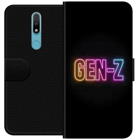 Kompatibel Tegnebogsetui til Nokia Nokia 2.4 Neontekst Gen Z i farverigt lys mod en mørk baggrund i moderne digital stil