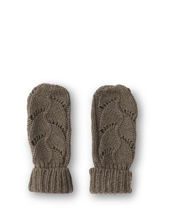 Mouflettes Knitted Pointelle Mittens 0-12 M Accessories Gloves & Mittens Mittens Brun That's Mine