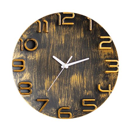 Retro stor tredimensjonal gull (30 cm), populær retro veggklokke