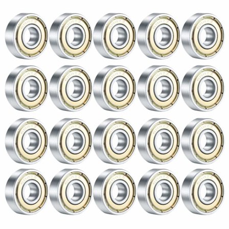 20 stk. skateboardlejer, 608ZZ dobbelt skærmede kuglelejer, små reservedele til longboard rulleskøjter (sølv)