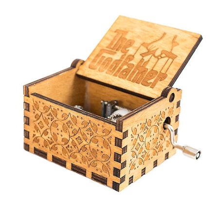 Trägraverad speldosa Handvev Gudfadern Grattis på födelsedagen Vänner Gåvor. Gudfadern.